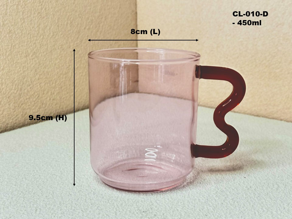Wave Handle Glass Mug