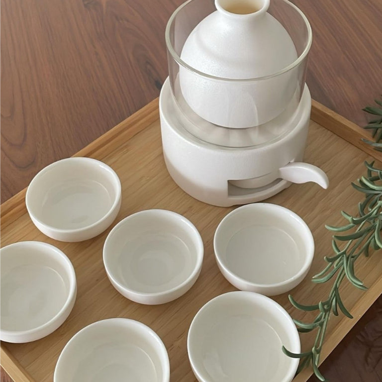 Pure Harmony White Ceramic Sake Set