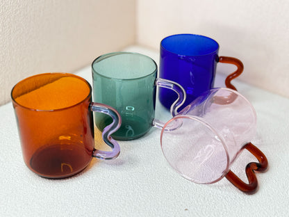 Wave Handle Glass Mug