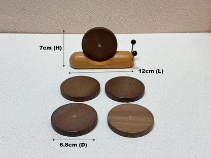 Whimsy Wooden Snail Coaster Set