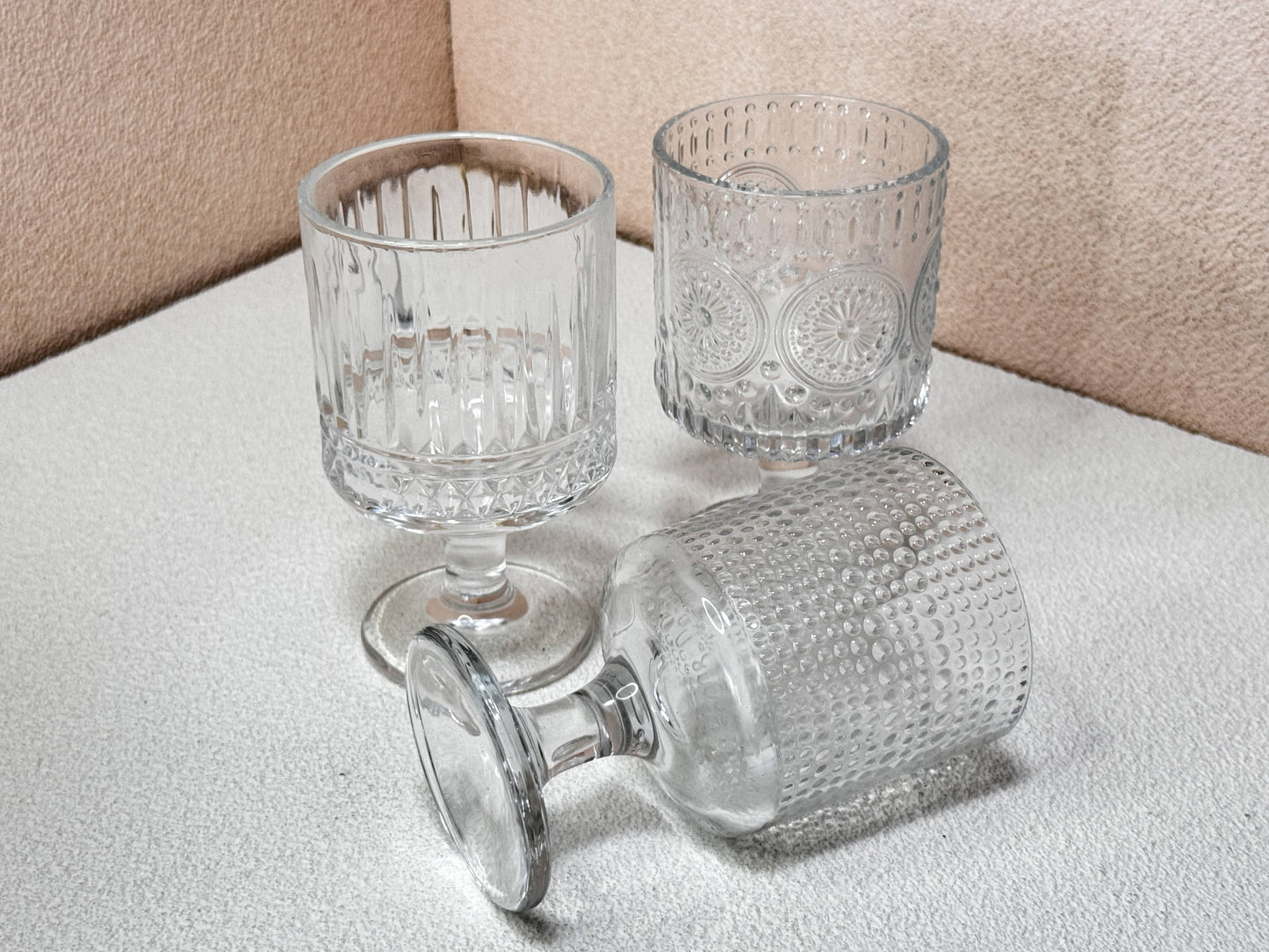 Vintage Embossed Wine Glass Collections