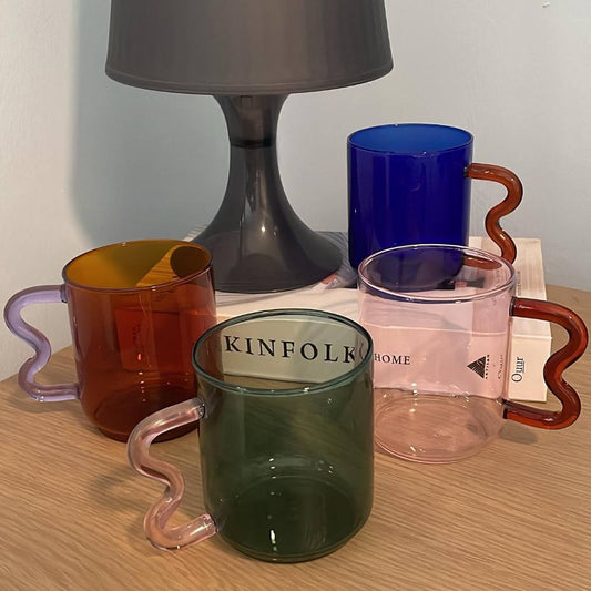 Wave Handle Glass Mug