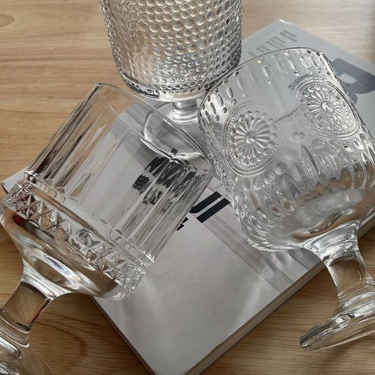 Vintage Embossed Wine Glass Collections